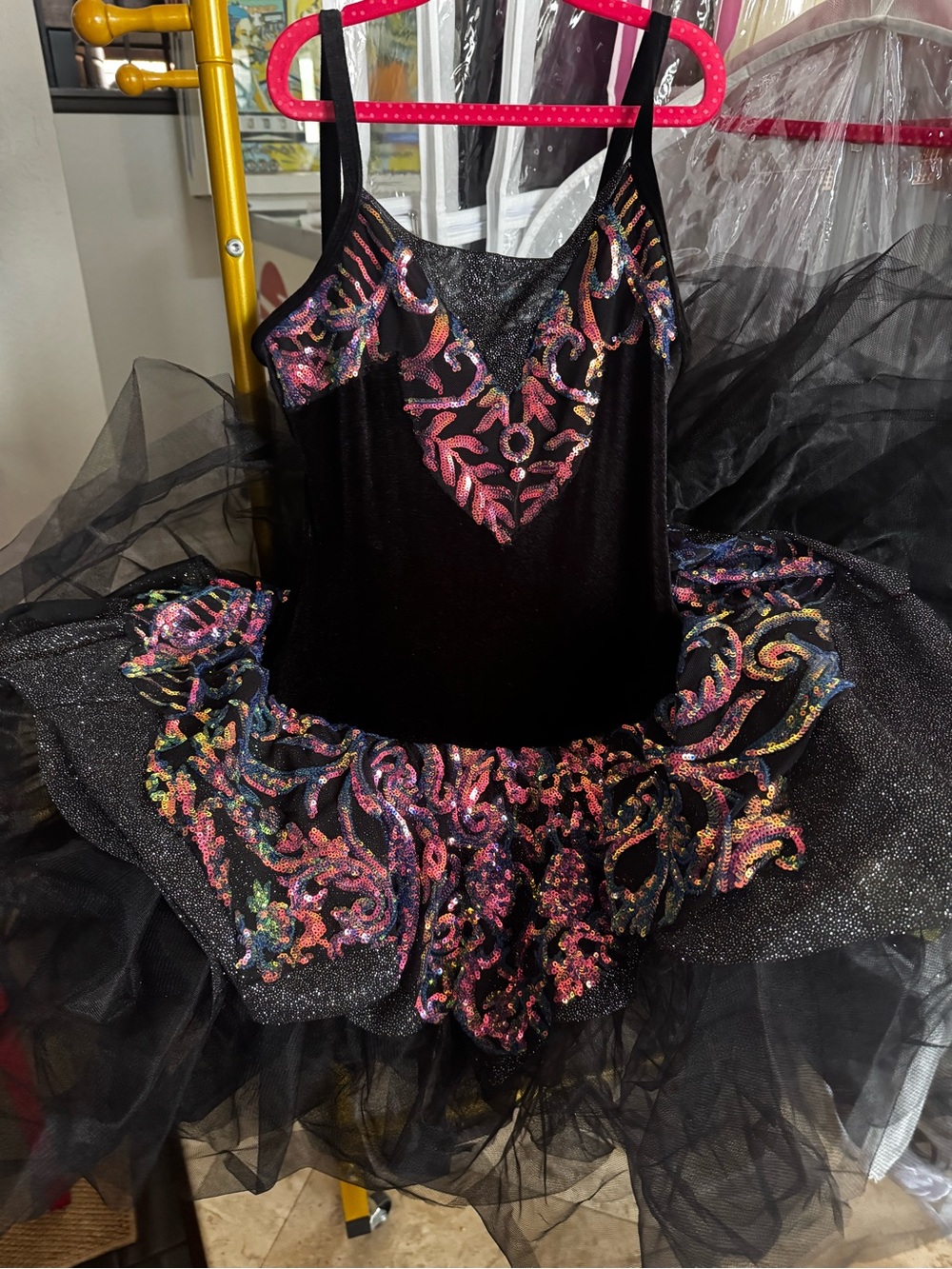 A Wish Come True Black Sparkle Sequin Ballet Tutu Dress for Kids women Adult Sma